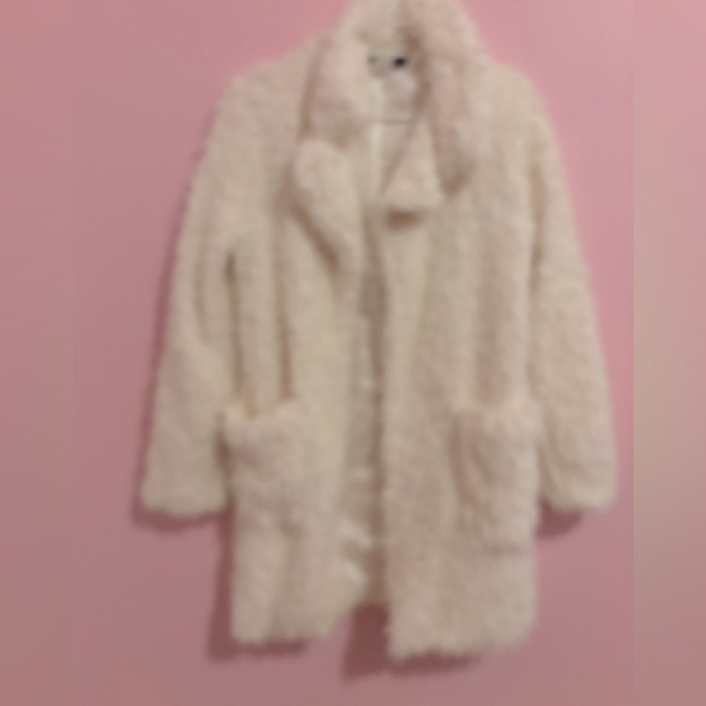 White Faux fur jacket size small